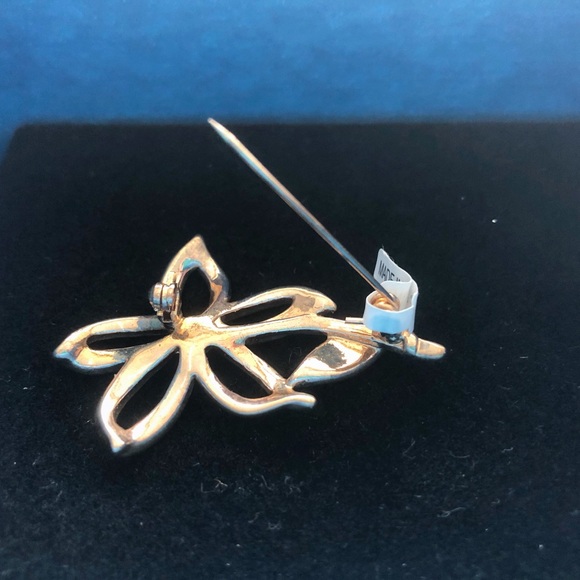 Vintage Gold tone flower faux costume Pearl brooch - Picture 3 of 4